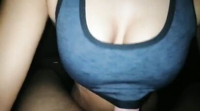 She Finishes Him Off Inside Her Sports Bra