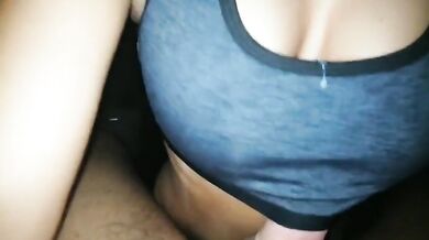 She Finishes Him Off Inside Her Sports Bra