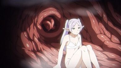 Frieren Hentai: Petite Elf Takes Bound Tentacle DP and X-Ray Creampie in the Den