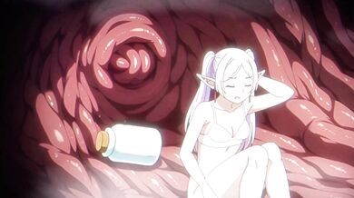Frieren Hentai: Petite Elf Takes Bound Tentacle DP and X-Ray Creampie in the Den