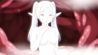 Frieren Hentai: Petite Elf Takes Bound Tentacle DP and X-Ray Creampie in the Den