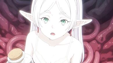 Frieren Hentai: Petite Elf Takes Bound Tentacle DP and X-Ray Creampie in the Den
