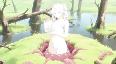 Frieren Hentai: Petite Elf Takes Bound Tentacle DP and X-Ray Creampie in the Den