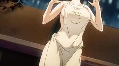 Mina Ashiro in an uncensored hentai video: She gets her breasts sucked, then receives cunnilingus on the couch