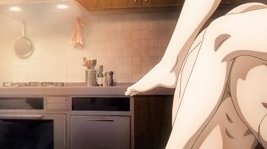 Mina Ashiro in an uncensored hentai video: She gets her breasts sucked, then receives cunnilingus on the couch