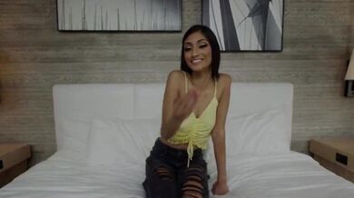 Skinny Brunette Gets Rough DP Threesome Fuck