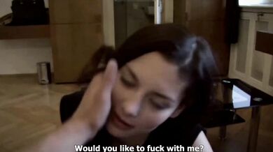 Czech Brunette Gives A Blowjob Outdoors