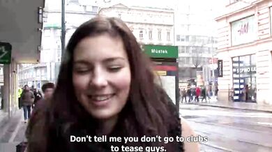 Czech Brunette Gives A Blowjob Outdoors