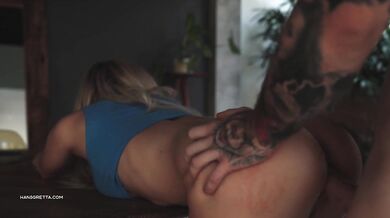 Busty Blonde Takes Rough Table Sex And A Creampie Finish