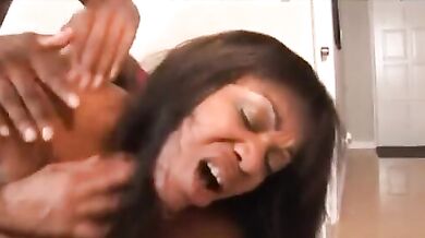 Busty Ebony MILF Trembles Through Rough Interracial Sex