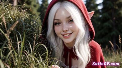 Busty Elf Red Riding Hood Sucks And Rides A Huge Black Cock In The Woods