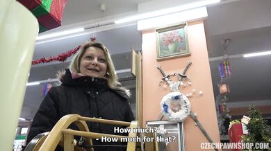 Tattooed Blonde Trades Sex For Cash At The Counter