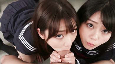 Two Slutty Asian School Girls Loves Older Cock