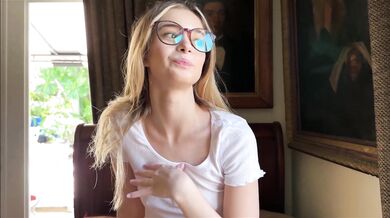Blonde Molly Little In Glasses Sucks And Rides In POV