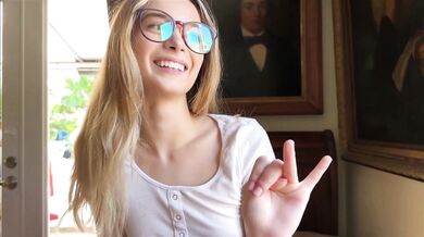 Blonde Molly Little In Glasses Sucks And Rides In POV