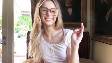 Blonde Molly Little In Glasses Sucks And Rides In POV