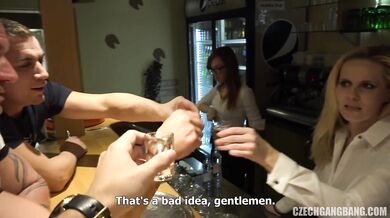 Busty Blonde Barmaid Lilly Peterson Gets Gangbanged At The Pub