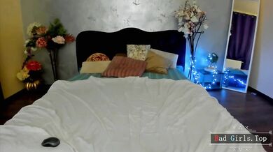 Busty Webcam Babe Teases In Sheer White Lingerie On Bed