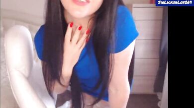 Helga Muah aka Jessy Blue Dress White Lingerie & Stockings