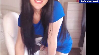 Helga Muah aka Jessy Blue Dress White Lingerie & Stockings