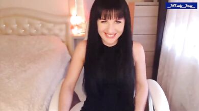 M'Lady JessySo Sexy in Black Chair  Partial Strip'n Tease