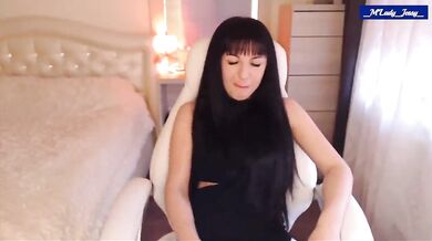 M'Lady JessySo Sexy in Black Chair  Partial Strip'n Tease