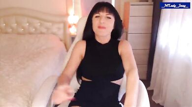 M'Lady JessySo Sexy in Black Chair  Partial Strip'n Tease
