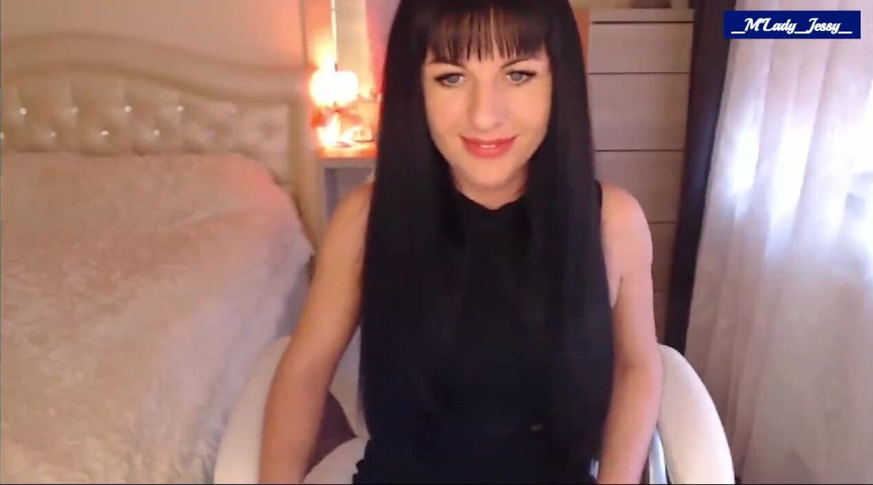 M'Lady JessySo Sexy in Black Chair  Partial Strip'n Tease