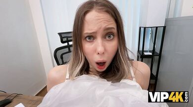 Shy Brunette Takes A Rough Anal Ride And A Messy ATM In The Office
