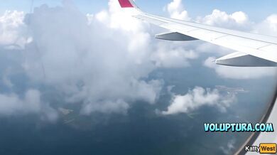 Brunette Gives A Handjob And Blowjob On A Plane