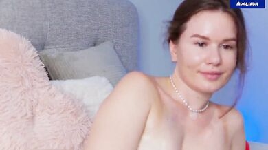 Adalinda Strips Her Lingerie And Oils Her Big Tits