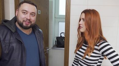 Redheaded Wife Sucks A Stranger's Cock In The Public Restroom For Cash