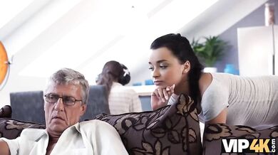Erica Black Seduces Her Boyfriend's Silver-Haired Father