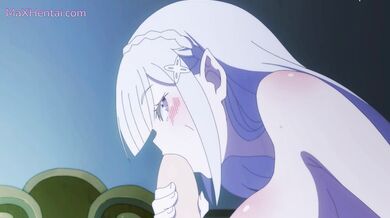 Busty Silver Haired Elf Emilia Rides And Sucks In Uncensored Hentai