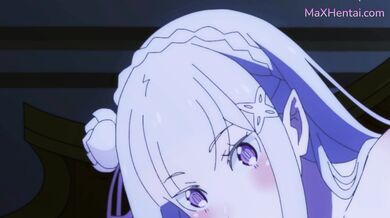 Busty Silver Haired Elf Emilia Rides And Sucks In Uncensored Hentai