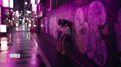 Three Streetwalkers Tease A Shy Man In An Alley