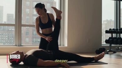 Fit Brunette Yoga Instructor Gives A Steamy Stretching Session