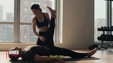 Fit Brunette Yoga Instructor Gives A Steamy Stretching Session