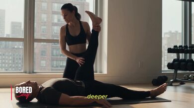Fit Brunette Yoga Instructor Gives A Steamy Stretching Session
