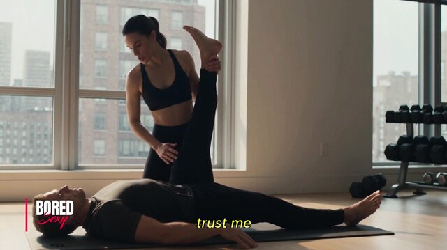 Fit Brunette Yoga Instructor Gives A Steamy Stretching Session