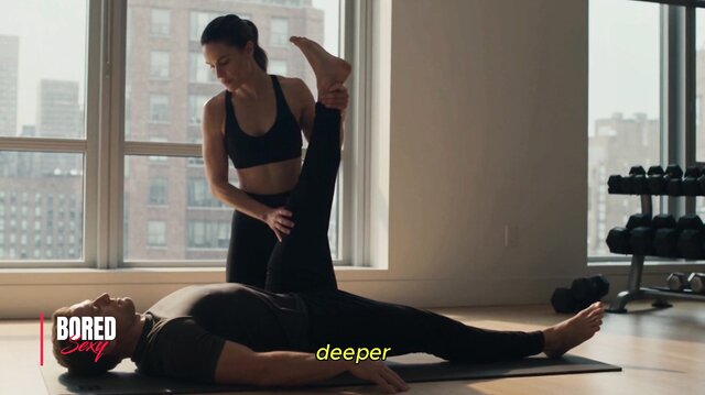 Fit Brunette Yoga Instructor Gives A Steamy Stretching Session