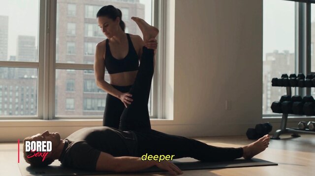 Fit Brunette Yoga Instructor Gives A Steamy Stretching Session