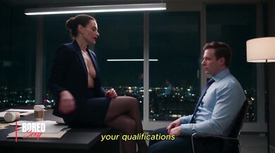 Brunette Boss In Stockings Offers A Failed Job Candidate A Second Chance