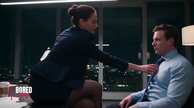 Brunette Boss In Stockings Offers A Failed Job Candidate A Second Chance