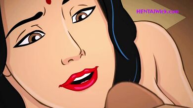 Prsnatá indická manželka fajčí vtáka a nechá sa lízať v hentai paródii