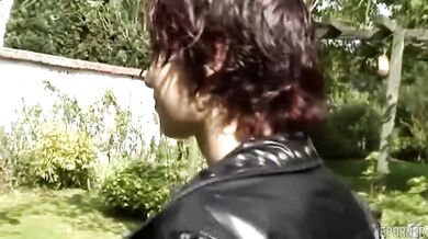 Brunette Takes It In The Ass Outdoors In The Garden