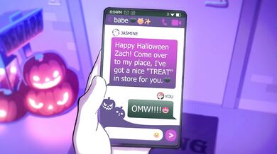 Una bruja hentai organiza una noche salvaje de Halloween