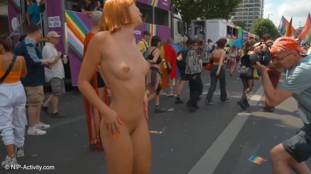 German redhead Dolly Dyson naked in streets