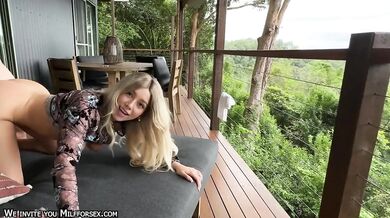 Hot blonde fucks in the middle of the woods