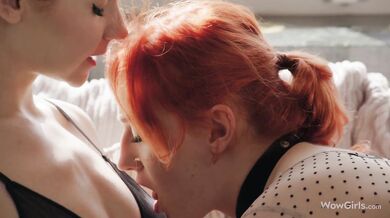 Two horny girls Vilena and Lola Red licking each other's pussy